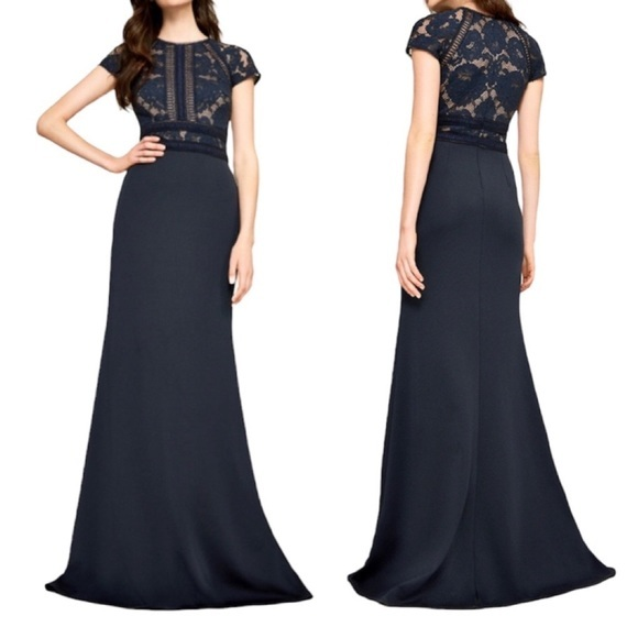 NWT Tadashi Shoji Tana Navy Blue Lace Mesh Neoprene Formal A-Line Maxi Gown 16P - www.tita.cl NWT Tadashi Shoji Tana Navy Blue Lace Mesh Neoprene Formal A-Line Maxi Gown 16P - www.tita.cl